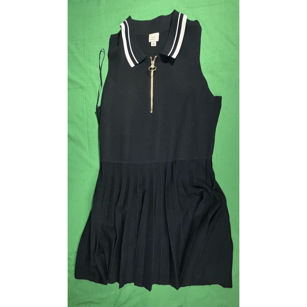 A New Day Women’s Dress XL Deep V Neck Zip Stretch Crepe Preppy Style